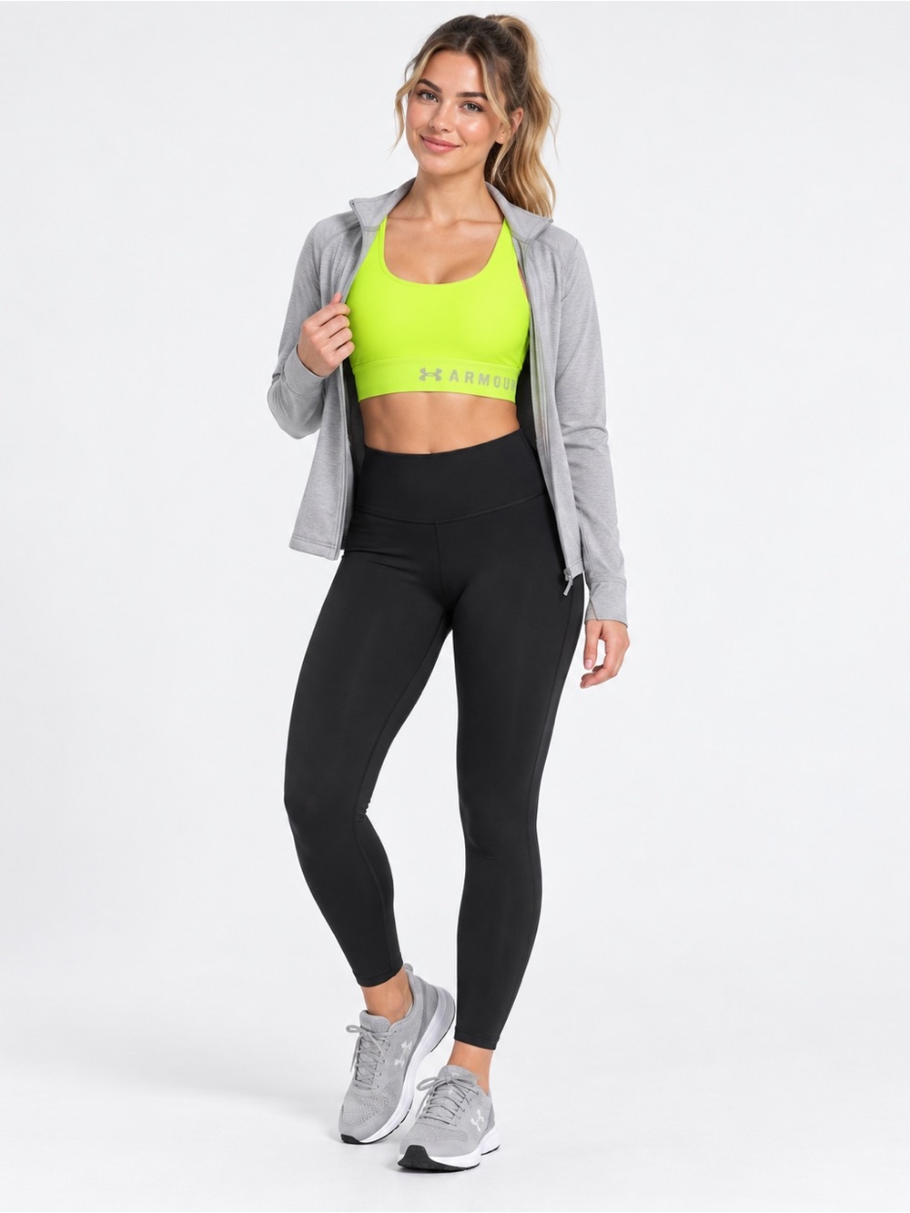 Under Armour HeatGear Mid Crossback Sports Bra Neon Yellow M